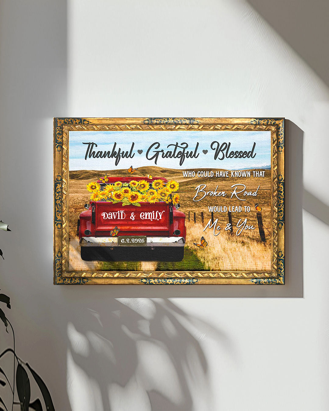 Personalized Thankful Grateful Blessed Canvas - Yhdu0602253