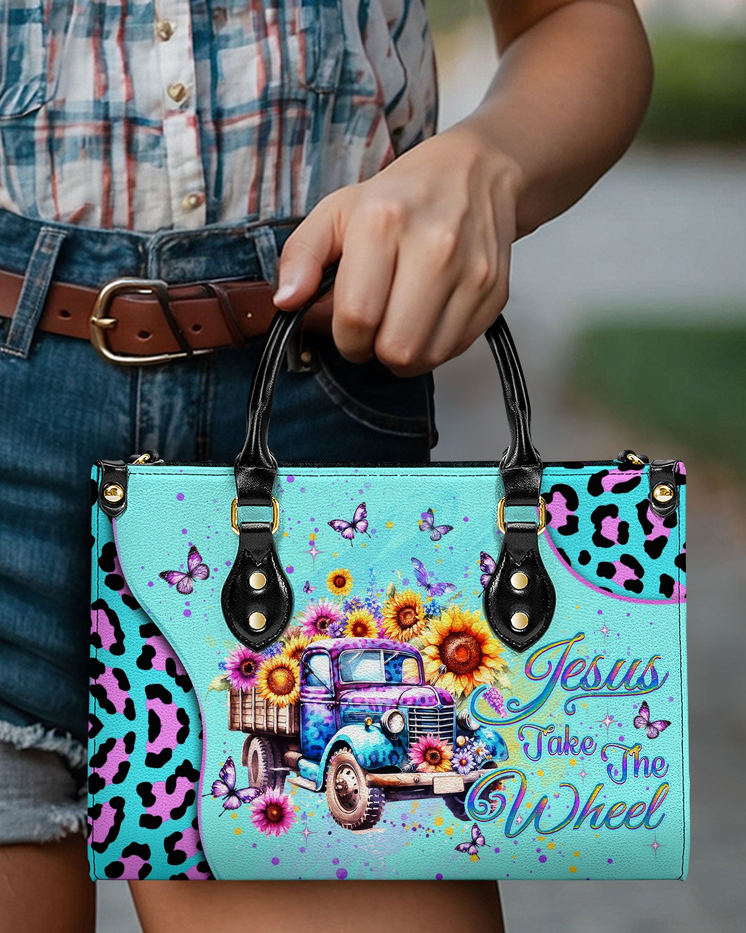 Jesus Take The Wheel Leather Handbag - Yhdu0406244