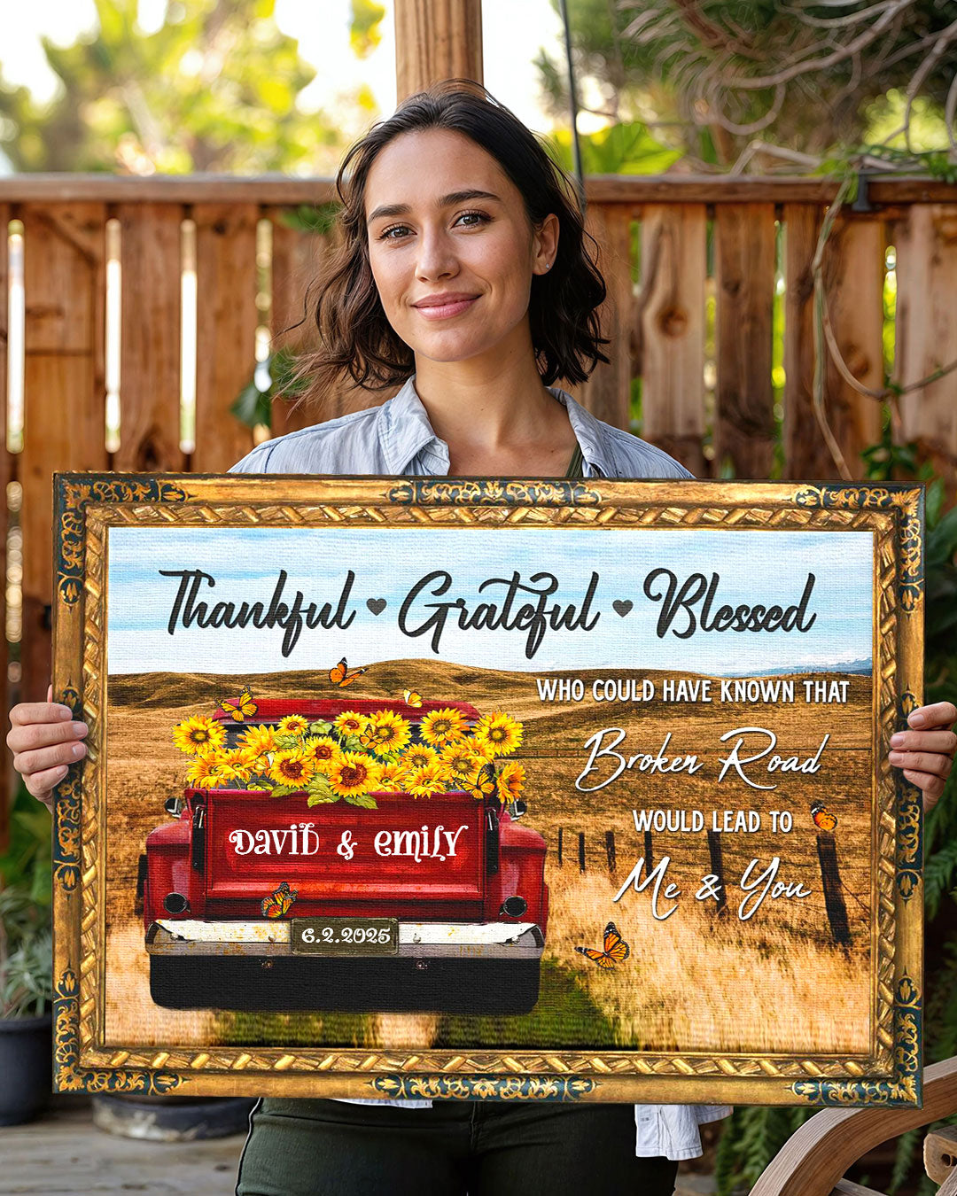 Personalized Thankful Grateful Blessed Canvas - Yhdu0602253