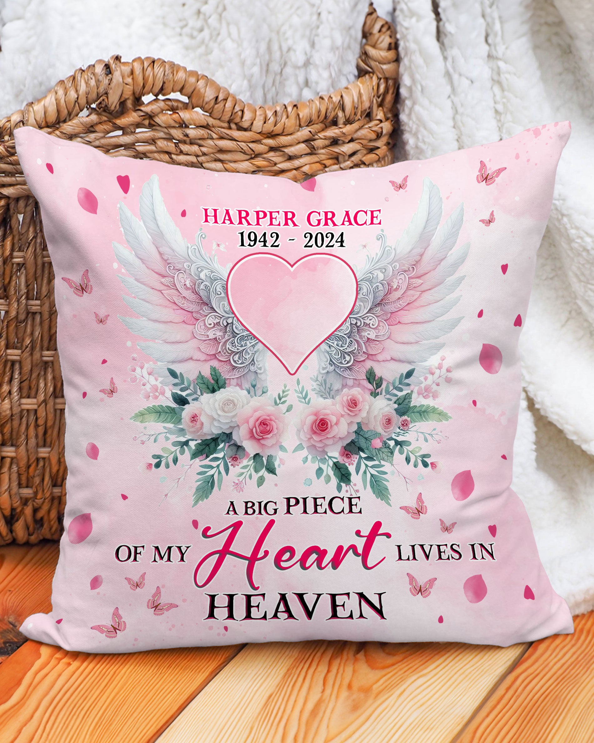 Personalized A Big Piece Of My Heart Lives In Heaven Pillow  - Tlnz3012243