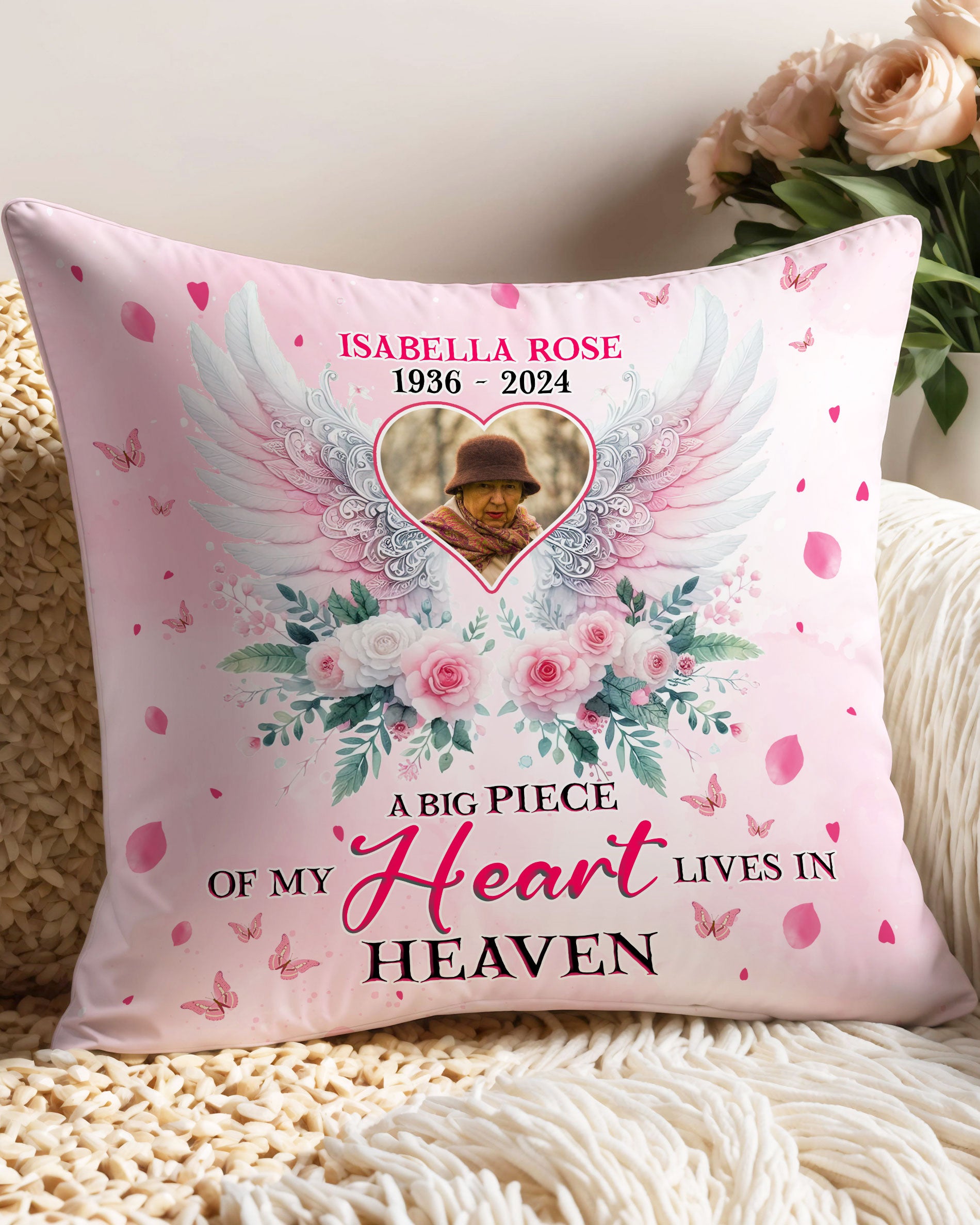 Personalized A Big Piece Of My Heart Lives In Heaven Pillow  - Tlnz3012243