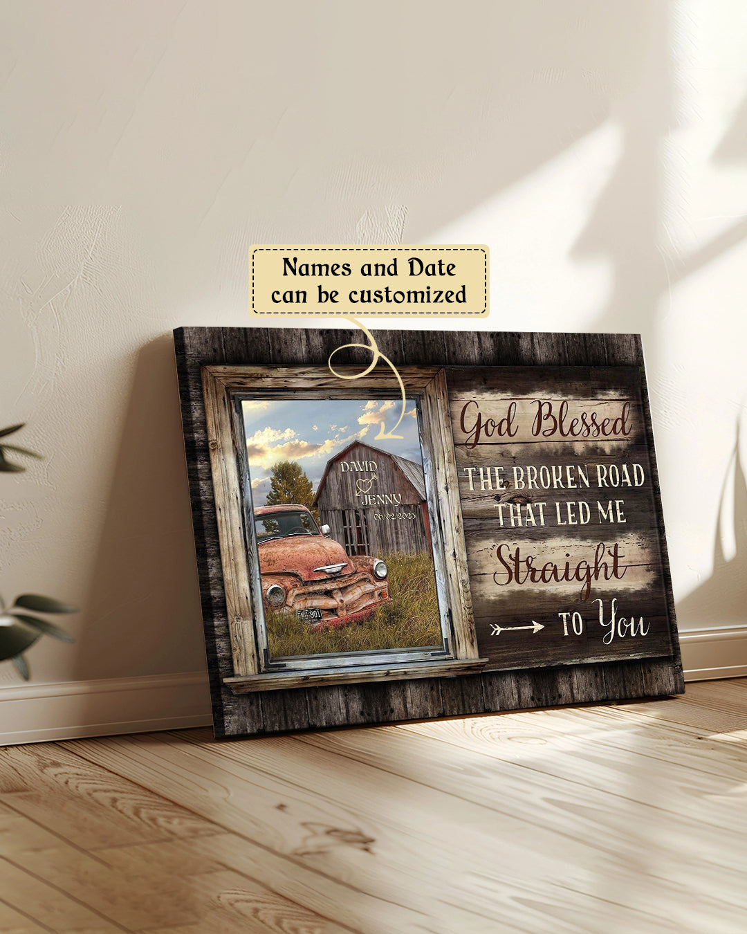 Personalized God Bless The Broken Road Couple Canvas - Yhhg0602253