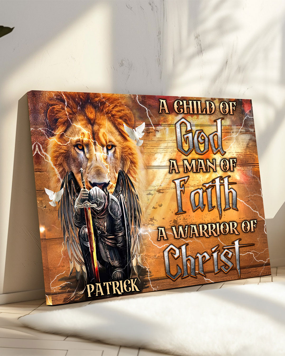 Personalized A Warrior Of Christ Lion Canvas - Tlnz1601253