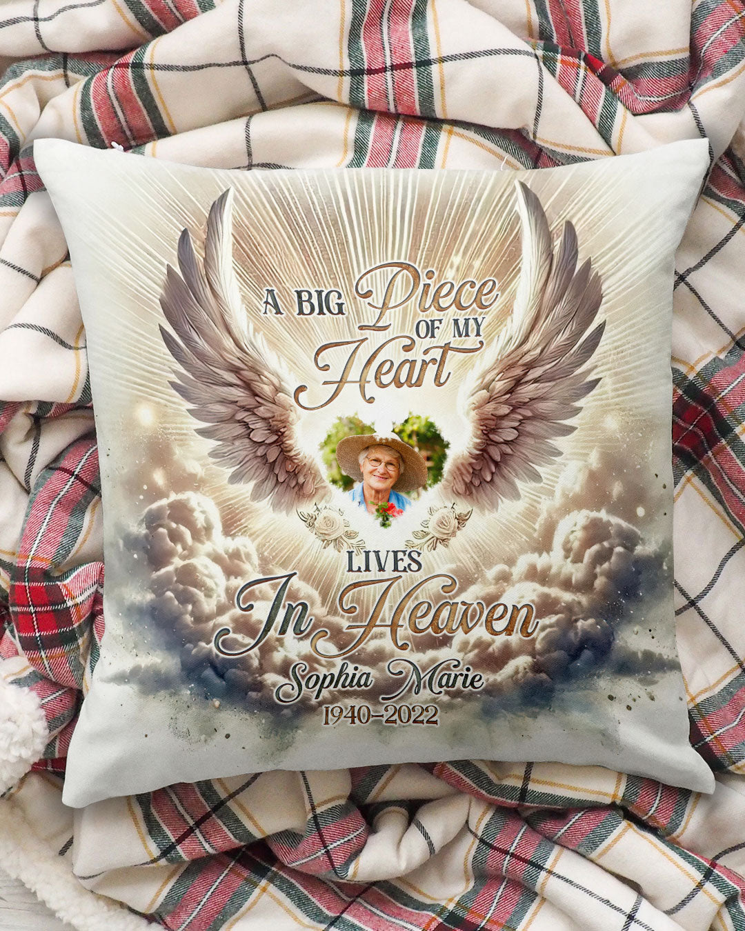 Personalized A Big Piece Of My Heart Lives In Heaven Pillow  - Tlno2001251