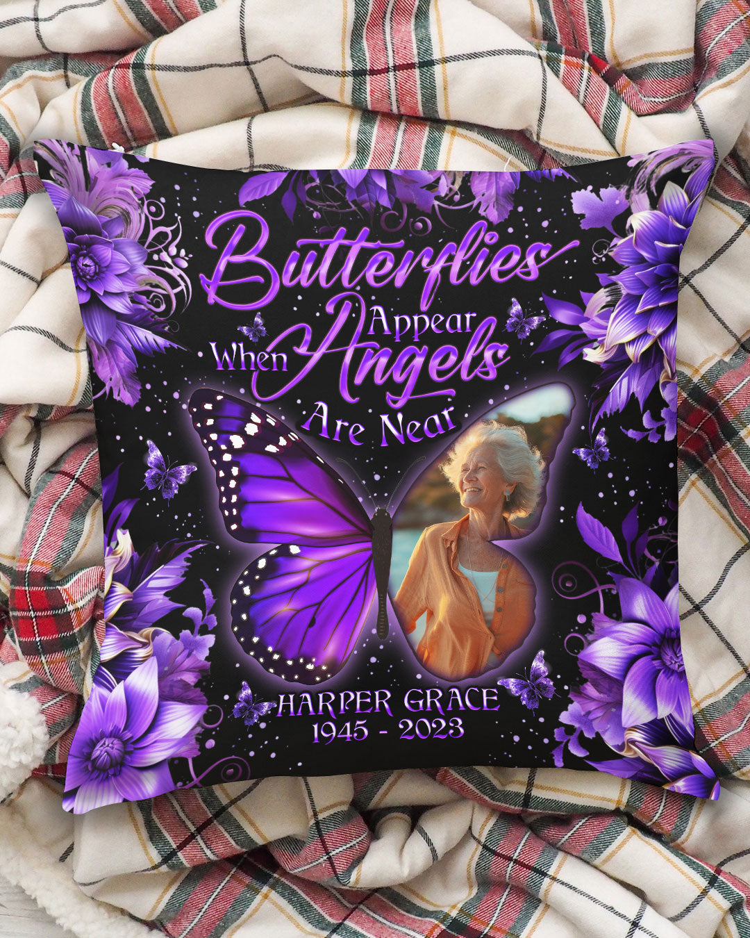 Personalized When Butterflies Appear Angels Are Near Pillow  - Tlno0701251