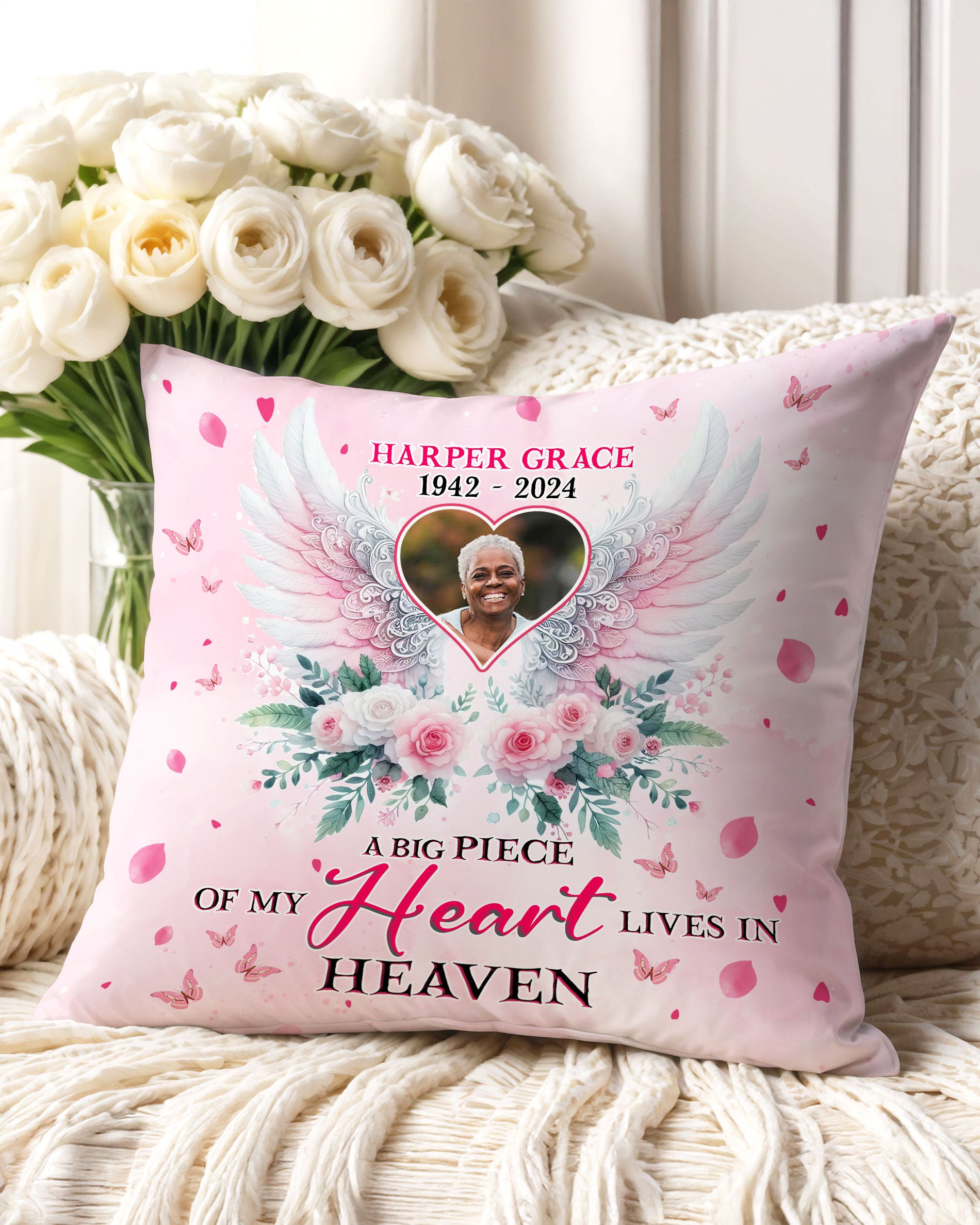 Personalized A Big Piece Of My Heart Lives In Heaven Pillow  - Tlnz3012243