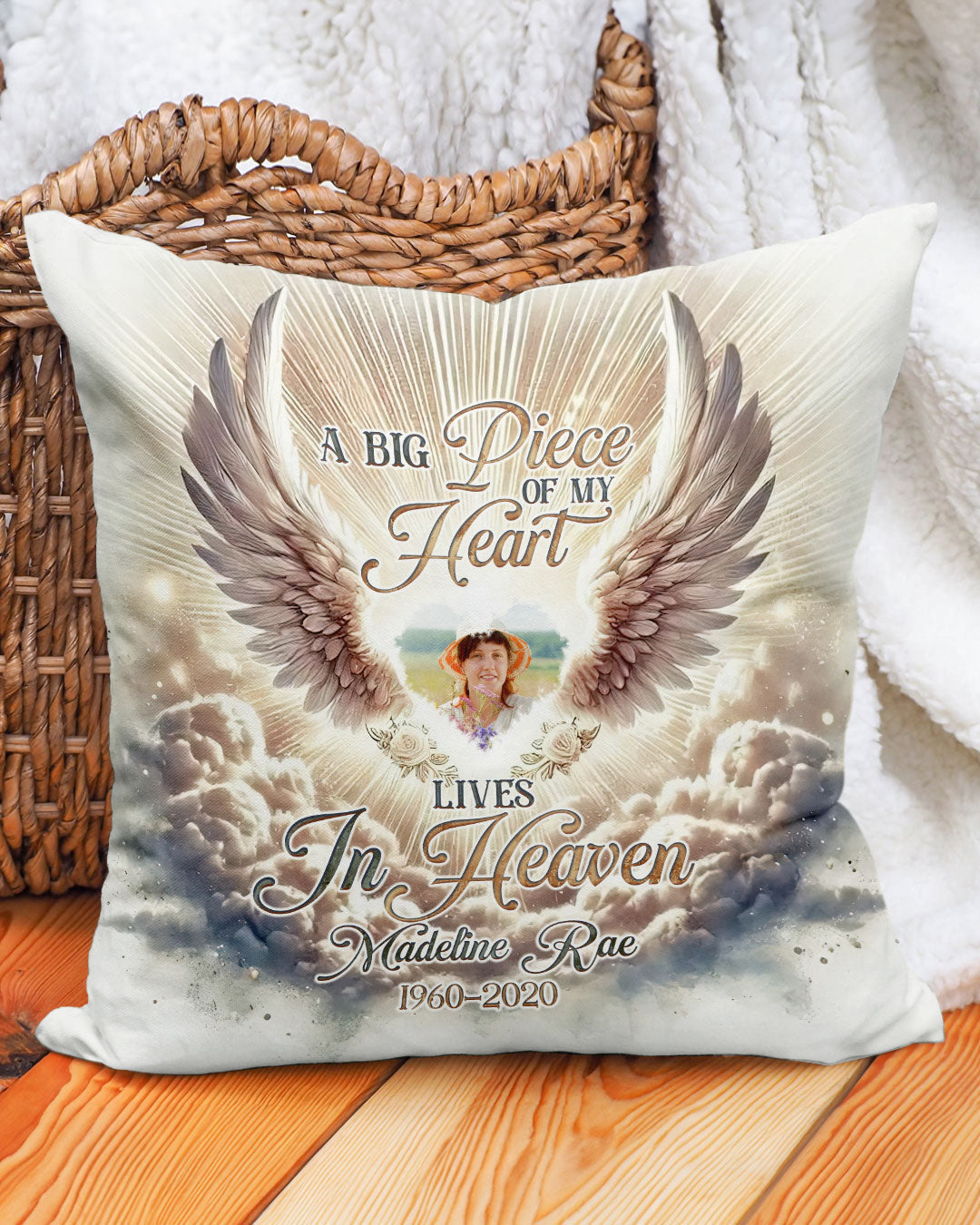 Personalized A Big Piece Of My Heart Lives In Heaven Pillow  - Tlno2001251