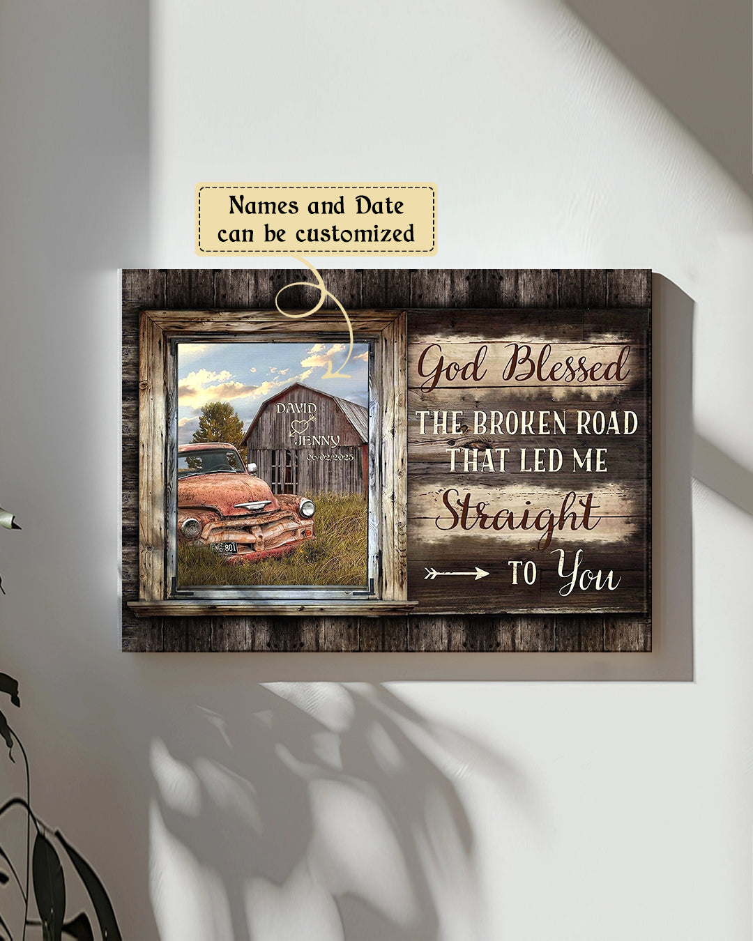 Personalized God Bless The Broken Road Couple Canvas - Yhhg0602253