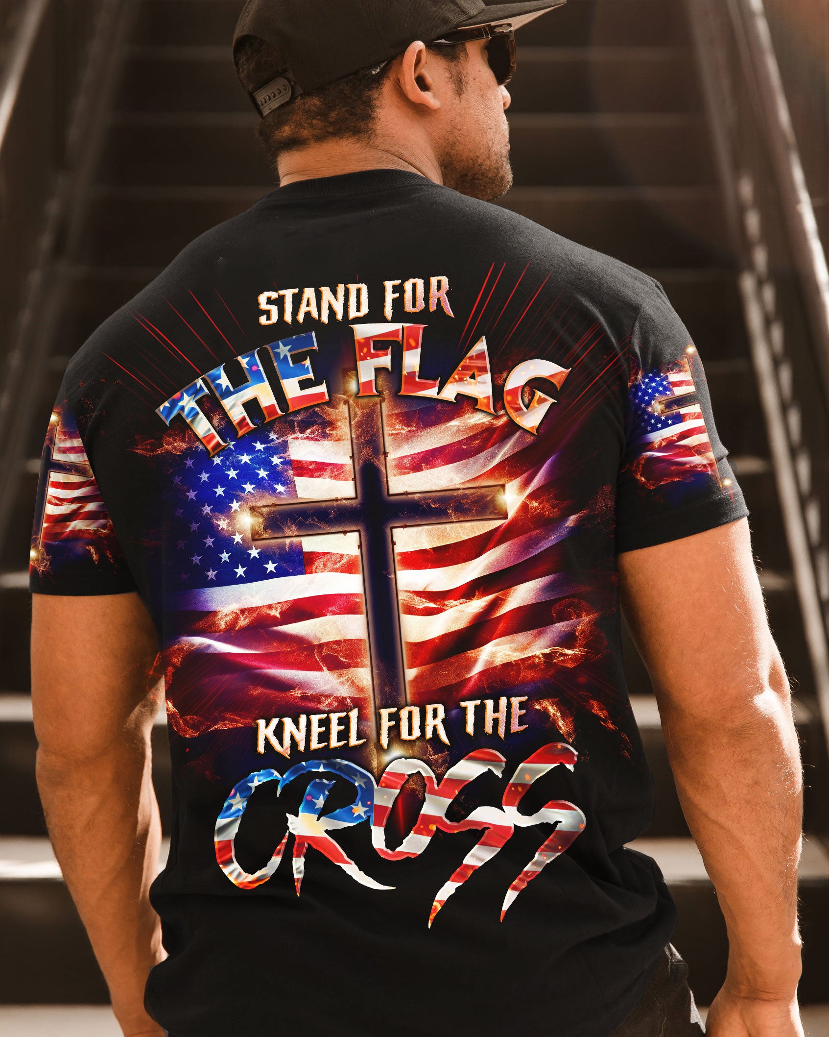 Stand For The Flag Kneel For The Cross Men's All Over Print Shirt