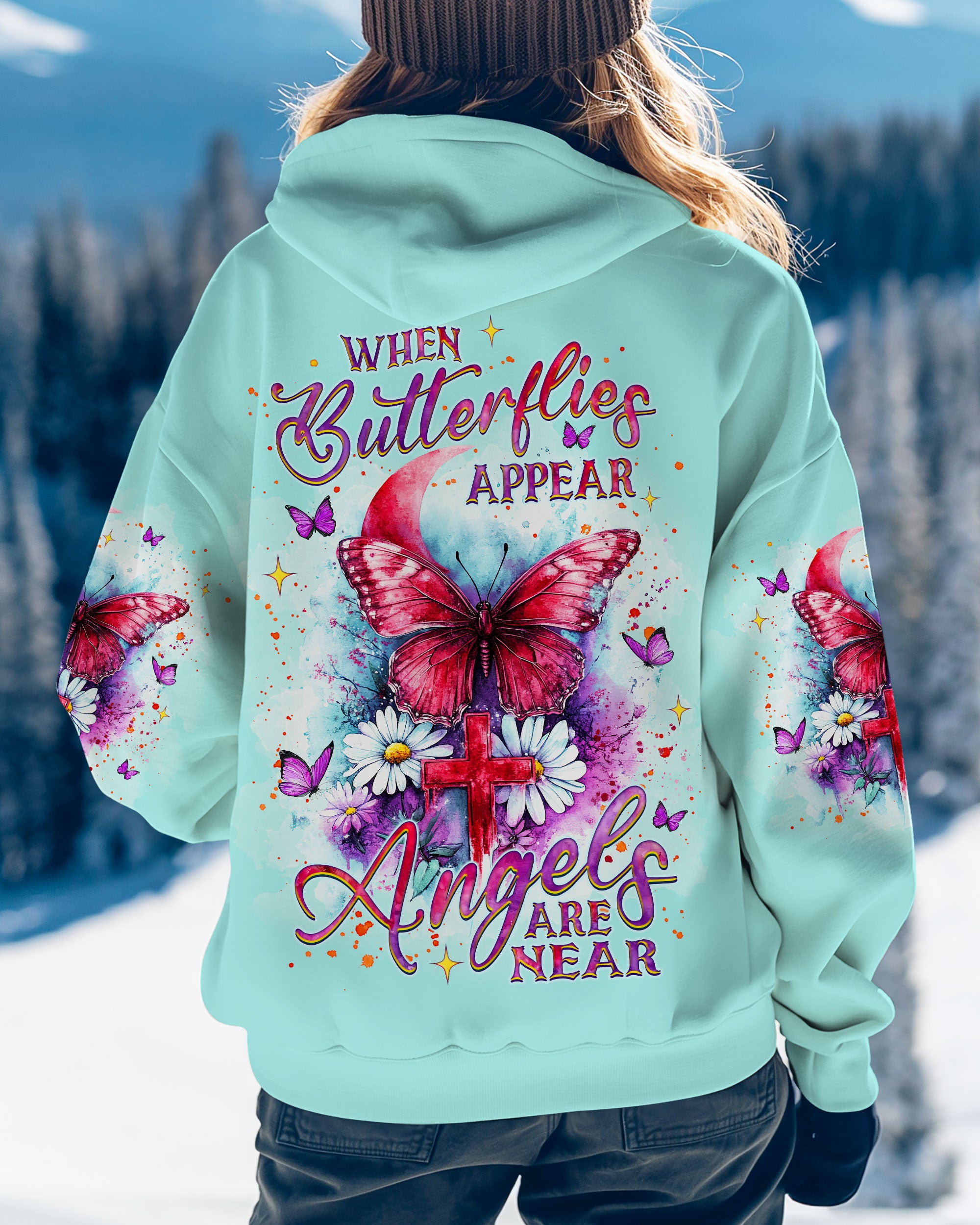 When Butterflies Appear Angels Are Near Women's All Over Print Shirt - Tlnz0712243