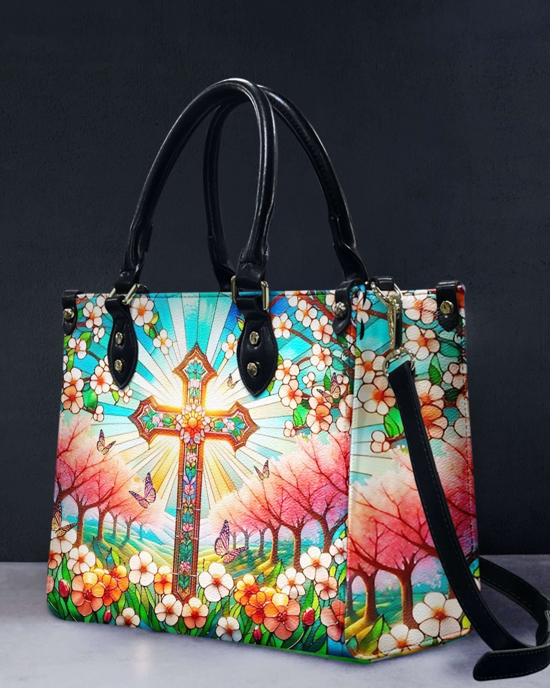 Stained Glass Cross Leather Handbag - Yhlt1706244