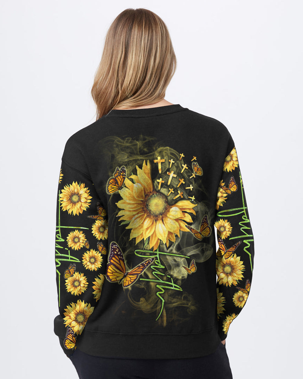 Sunflower Butterfly Faith Smoke Women's Christian Sweatshirt