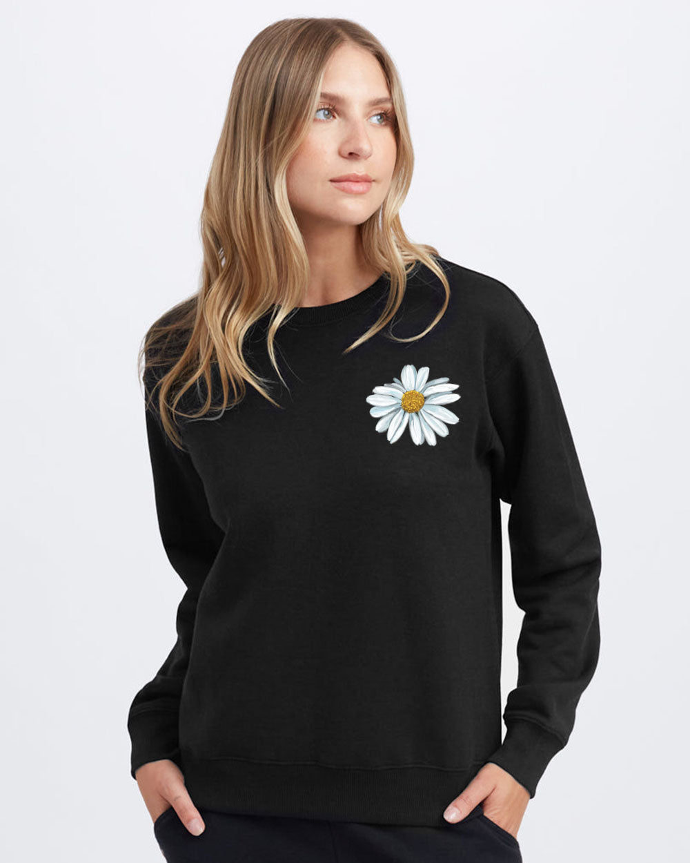 Fé Daisy Cross Flag Women's Christian Sweatshirt