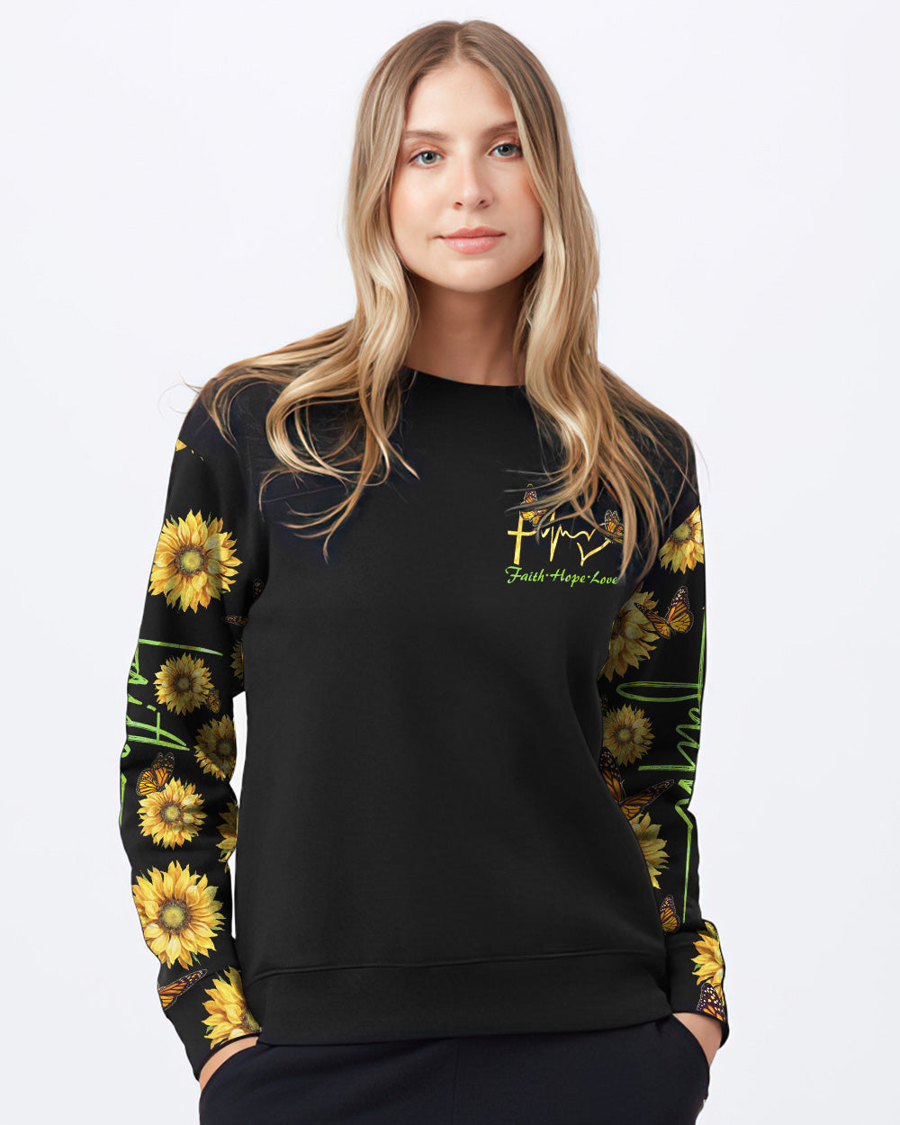 Sunflower Butterfly Faith Smoke Women's Christian Sweatshirt