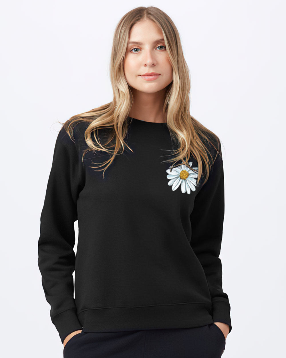 Fé Daisy Cross Flag Women's Christian Sweatshirt