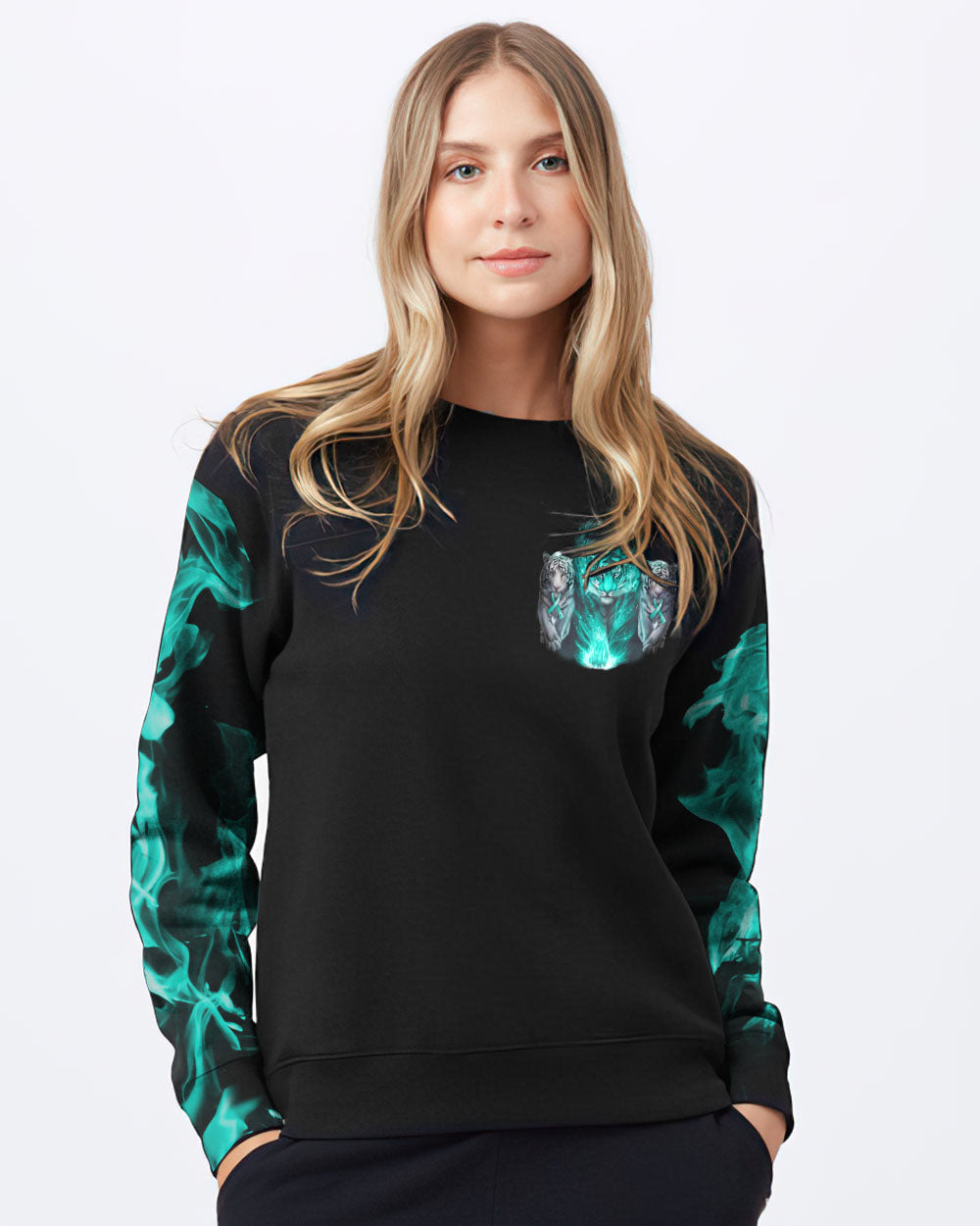 No One Fights Alone Tiger Women's Ovarian Cancer Awareness Sweatshirt