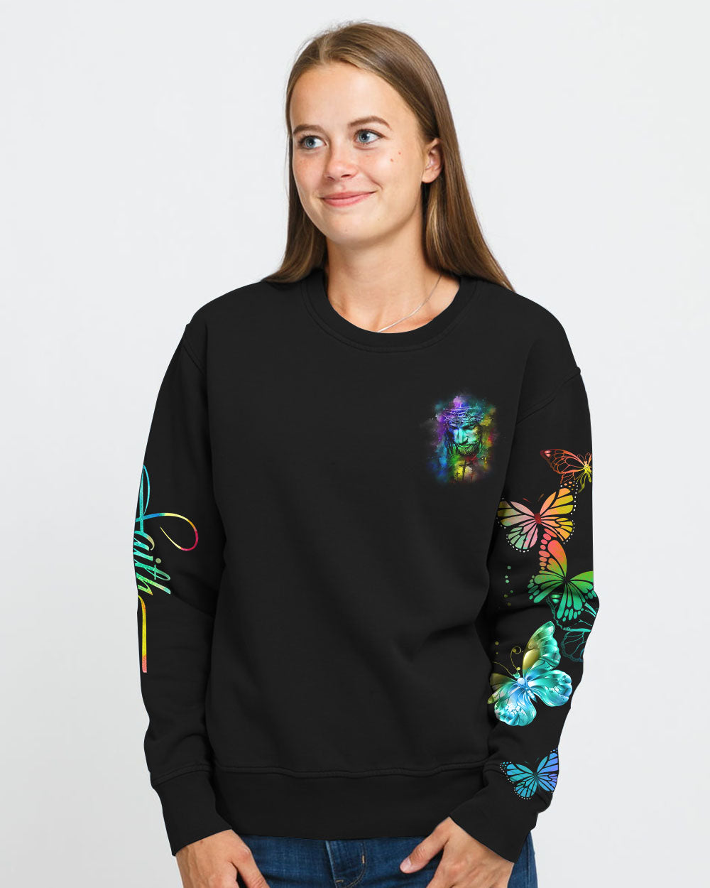 I Can Only Imagine Colorful Jesus Painting Women's Christian Sweatshirt