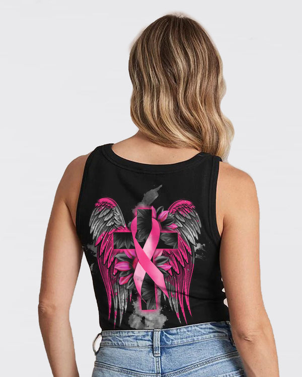 Cross Wings Sunflower Women's Breast Cancer Awareness Tanks