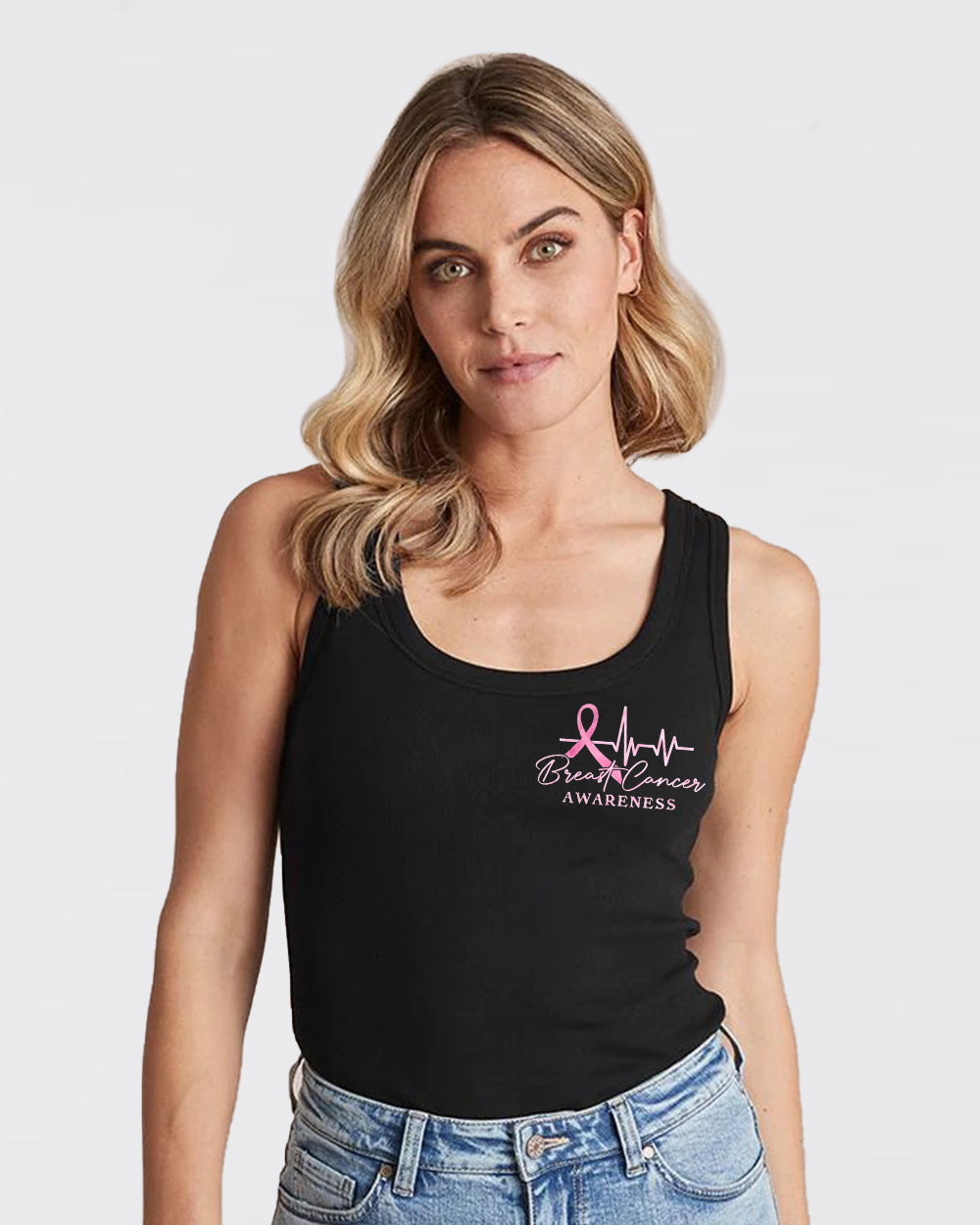 Fight Like A Girl Ribbon Flag Women's Breast Cancer Awareness Tanks