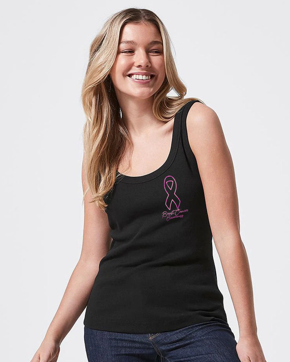 Wings Ribbon Spakle Women's Breast Cancer Awareness Tanks