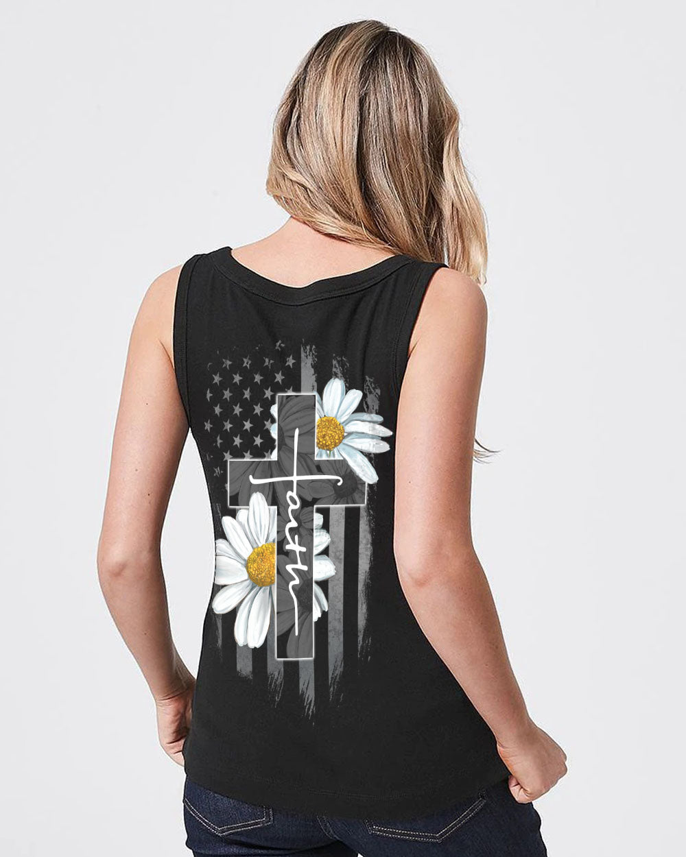 Cross Daisy Choose Kind Flag Women's Christian Tanks