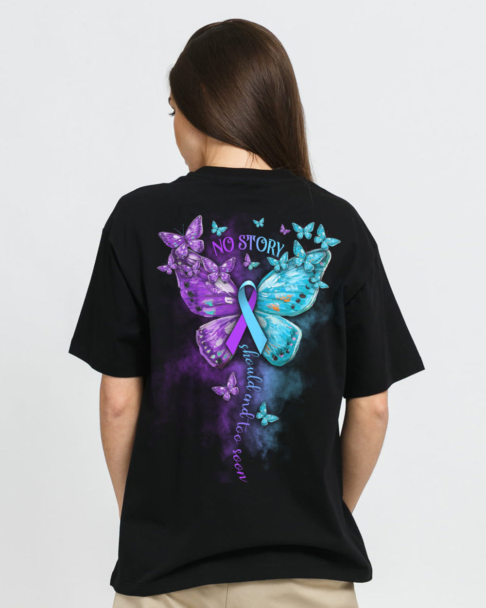 No Story Should End Too Soon Butterfly Women's Suicide Prevention Awareness Tshirt