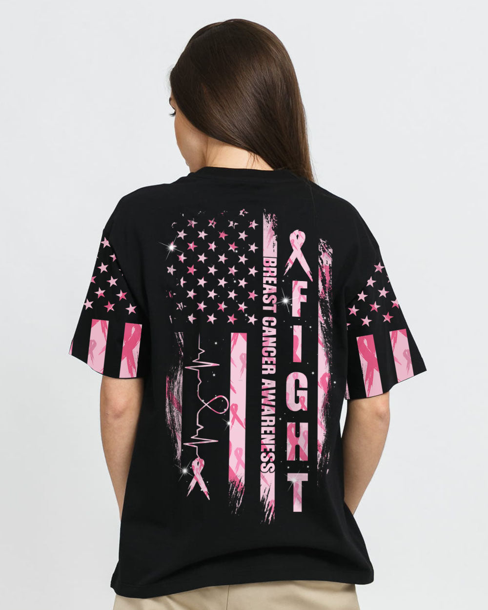 Fight Flag Women's Breast Cancer Awareness Tshirt