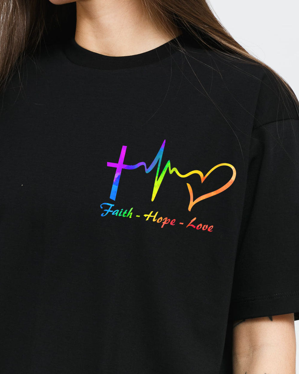 Faith Hope Love Cross Anchor Heart Women's Christian Tshirt