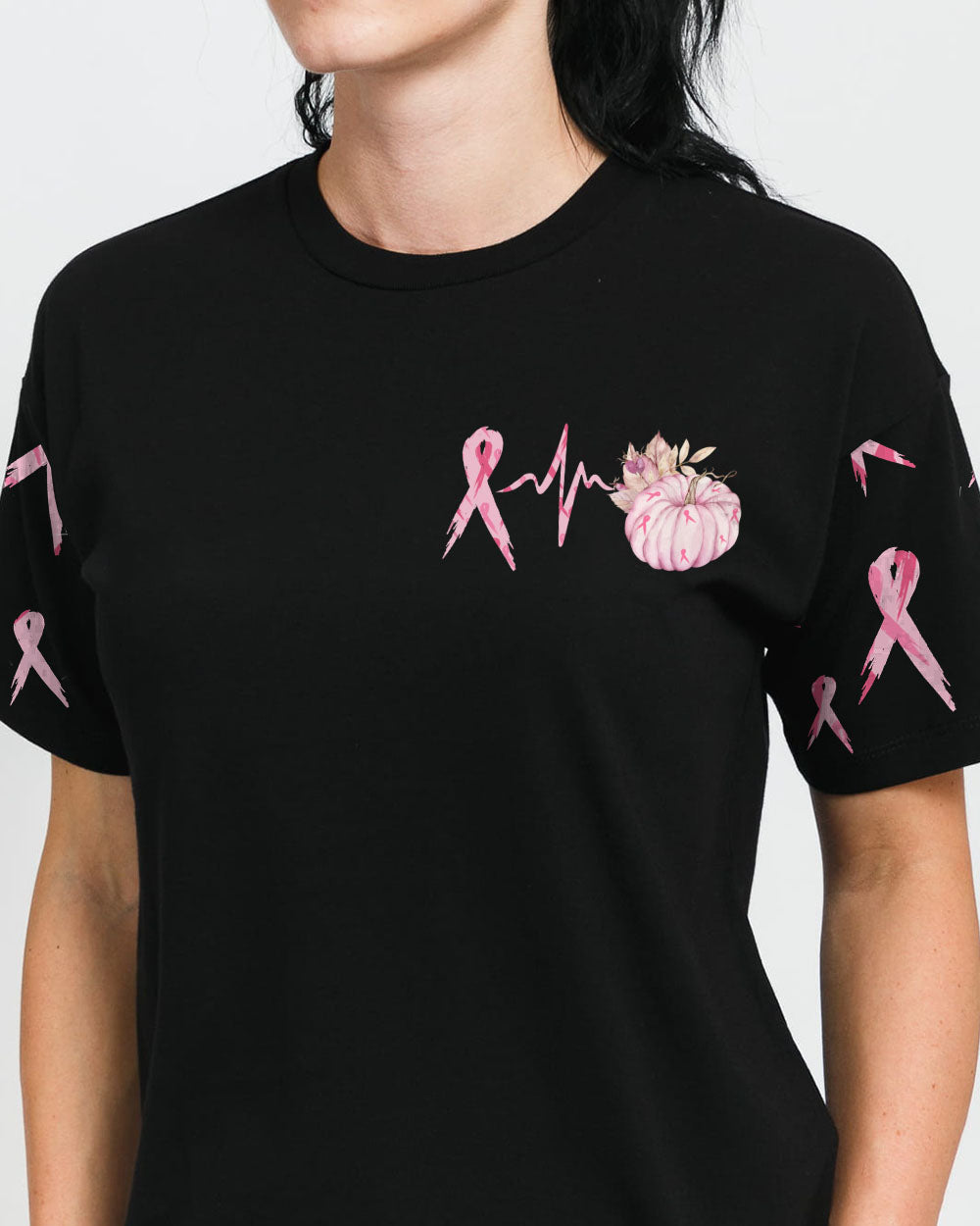 Fight Ribbon Flag Halloween Women's Breast Cancer Awareness Tshirt