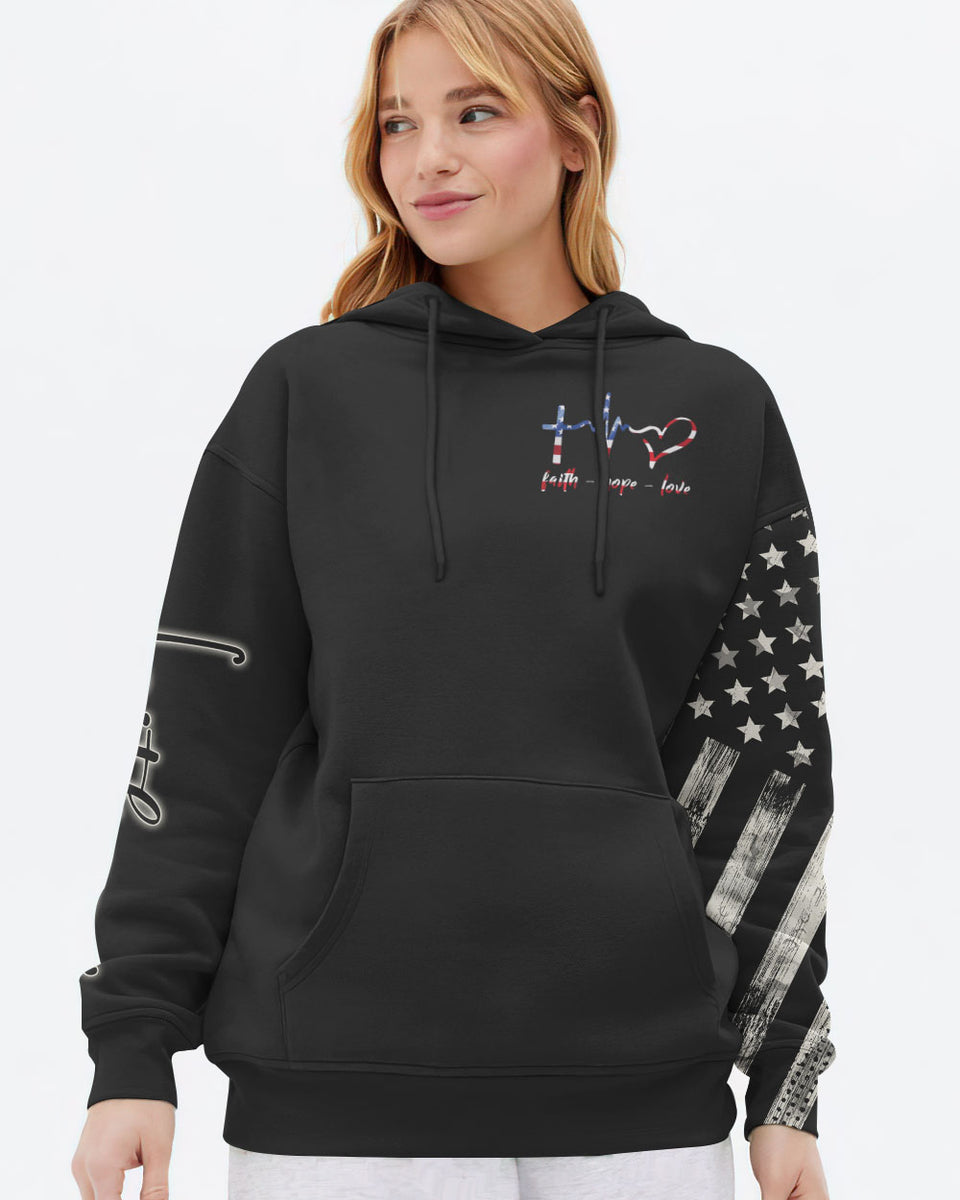 Faith Over Fear Jesus Crack Flag Women's Christian Hoodie – Faith Hope Love