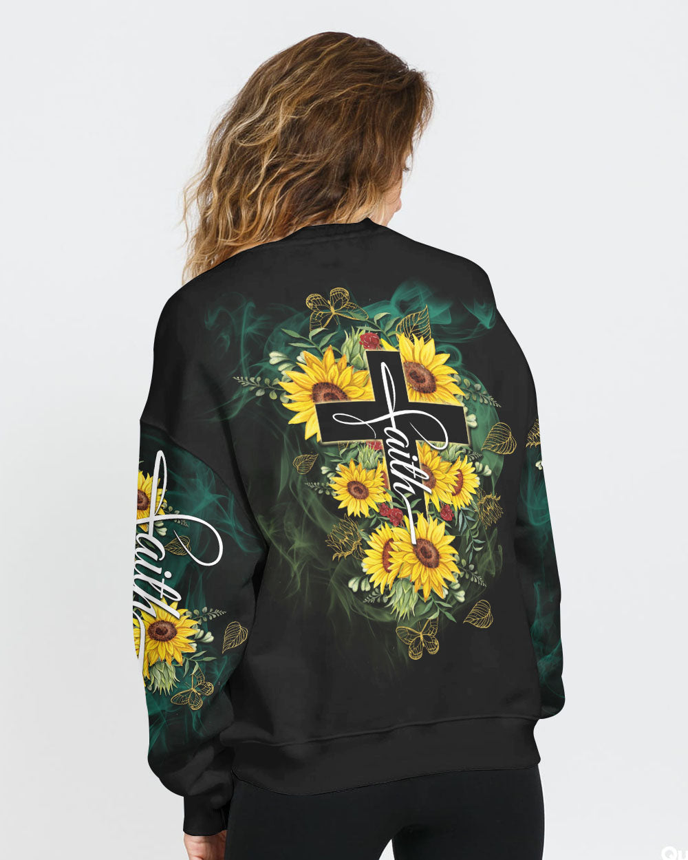 Faith Sunflower Cross Smoke Women's Christian Sweatshirt