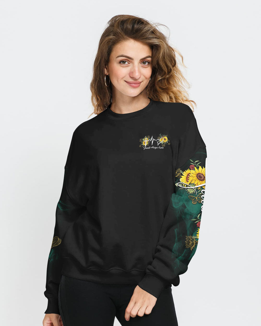 Faith Sunflower Cross Smoke Women's Christian Sweatshirt