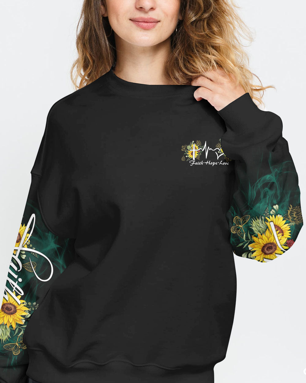 Faith Sunflower Cross Smoke Women's Christian Sweatshirt