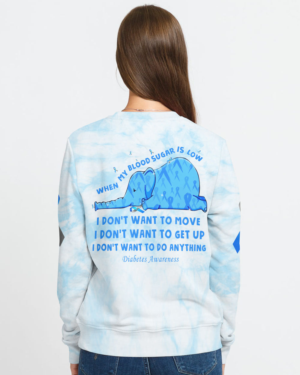 When My Blood Sugar Is Low Elephant Ribbon Women's Diabetes Awareness Sweatshirt