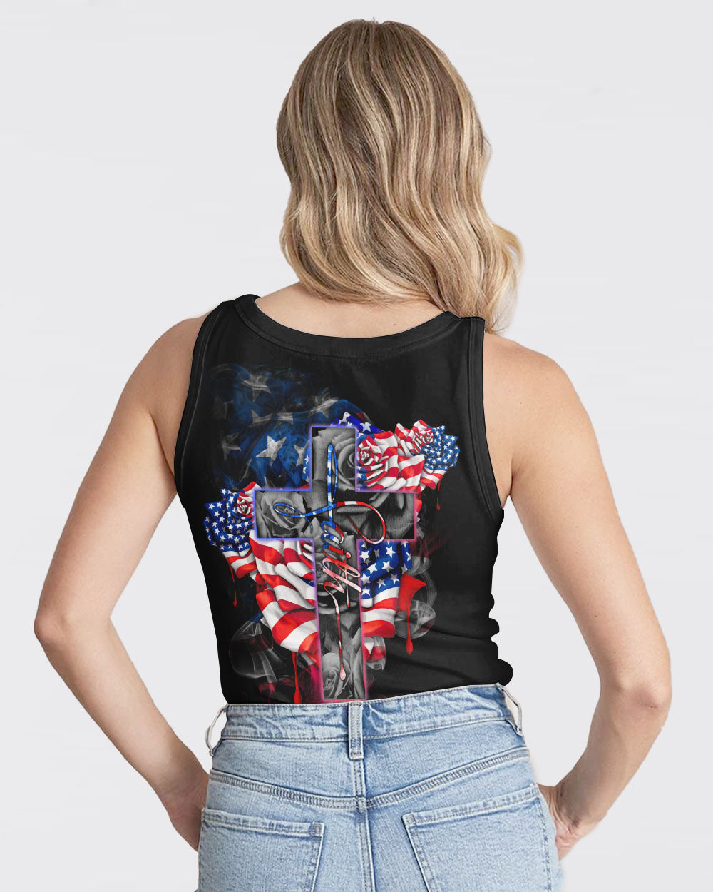 Faith Rose Independence Day Flag Women's Christian Tanks