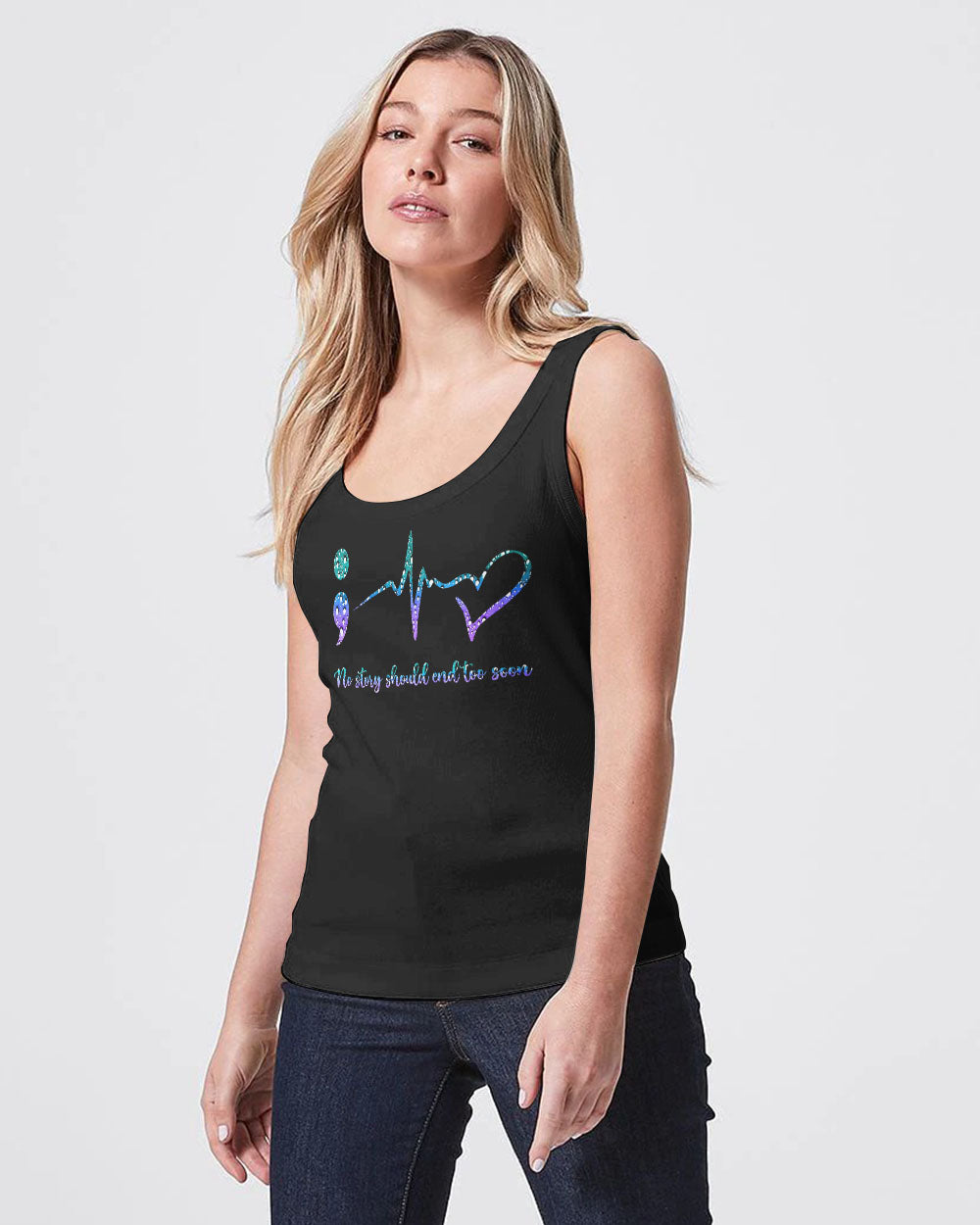 Water Drop Ribbon Women's Suicide Prevention Awareness Tanks