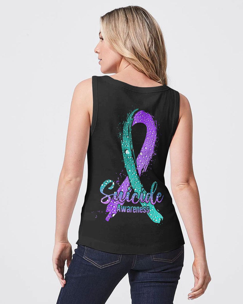 Water Drop Ribbon Women's Suicide Prevention Awareness Tanks