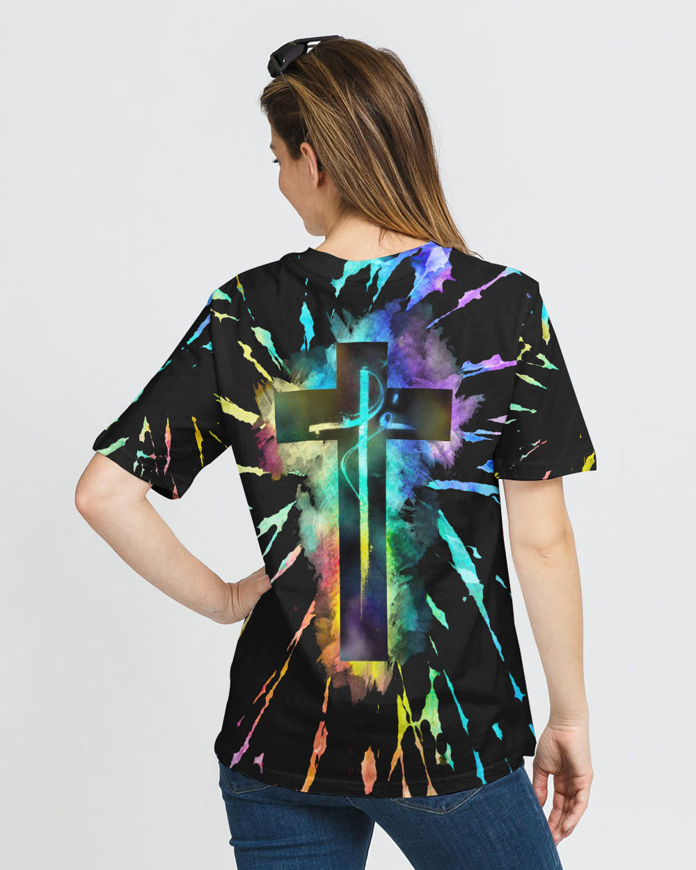 Fé Cross Tie Dye Women's Christian Tshirt