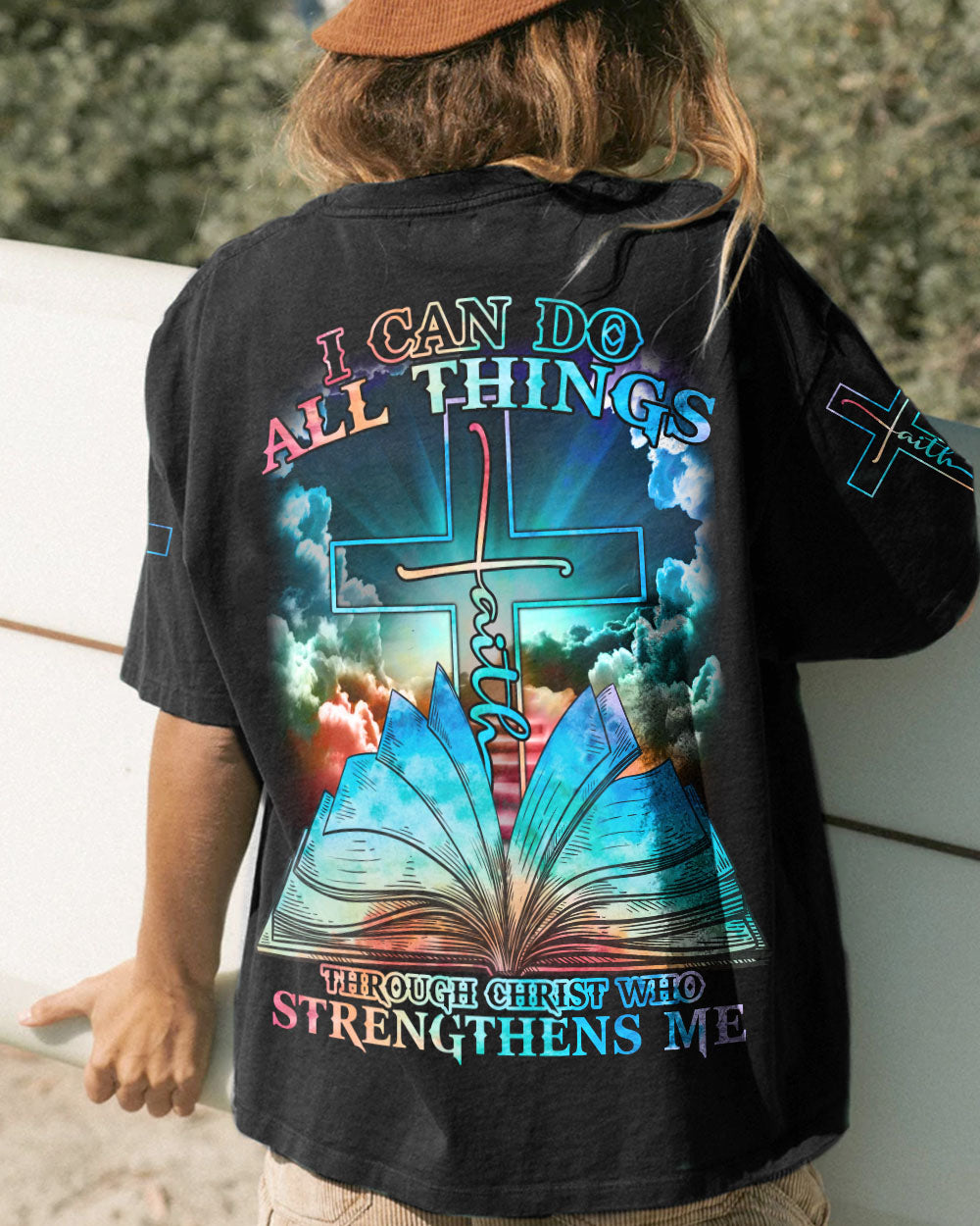 I Can Do All Things Through Christ Bible Cross Light Women's Christian Tshirt