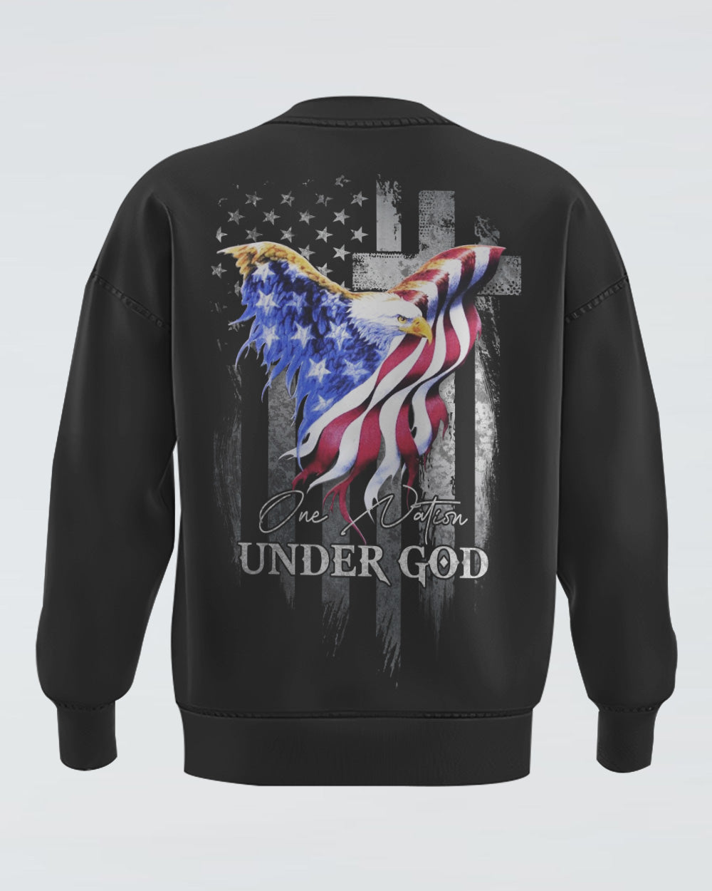 One Nation Under God Eagle Painting Men's Christian Sweatshirt