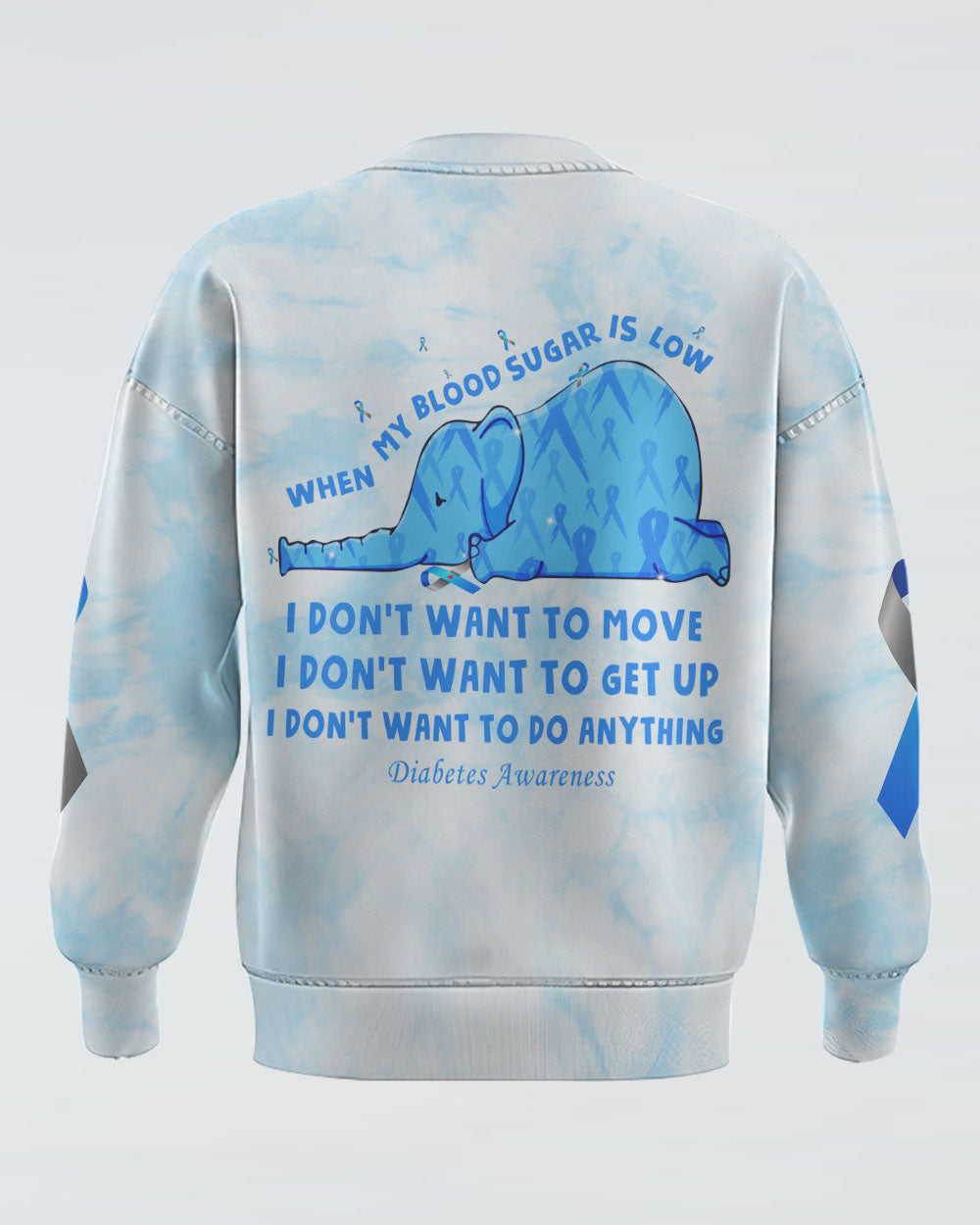 When My Blood Sugar Is Low Elephant Ribbon Women's Diabetes Awareness Sweatshirt