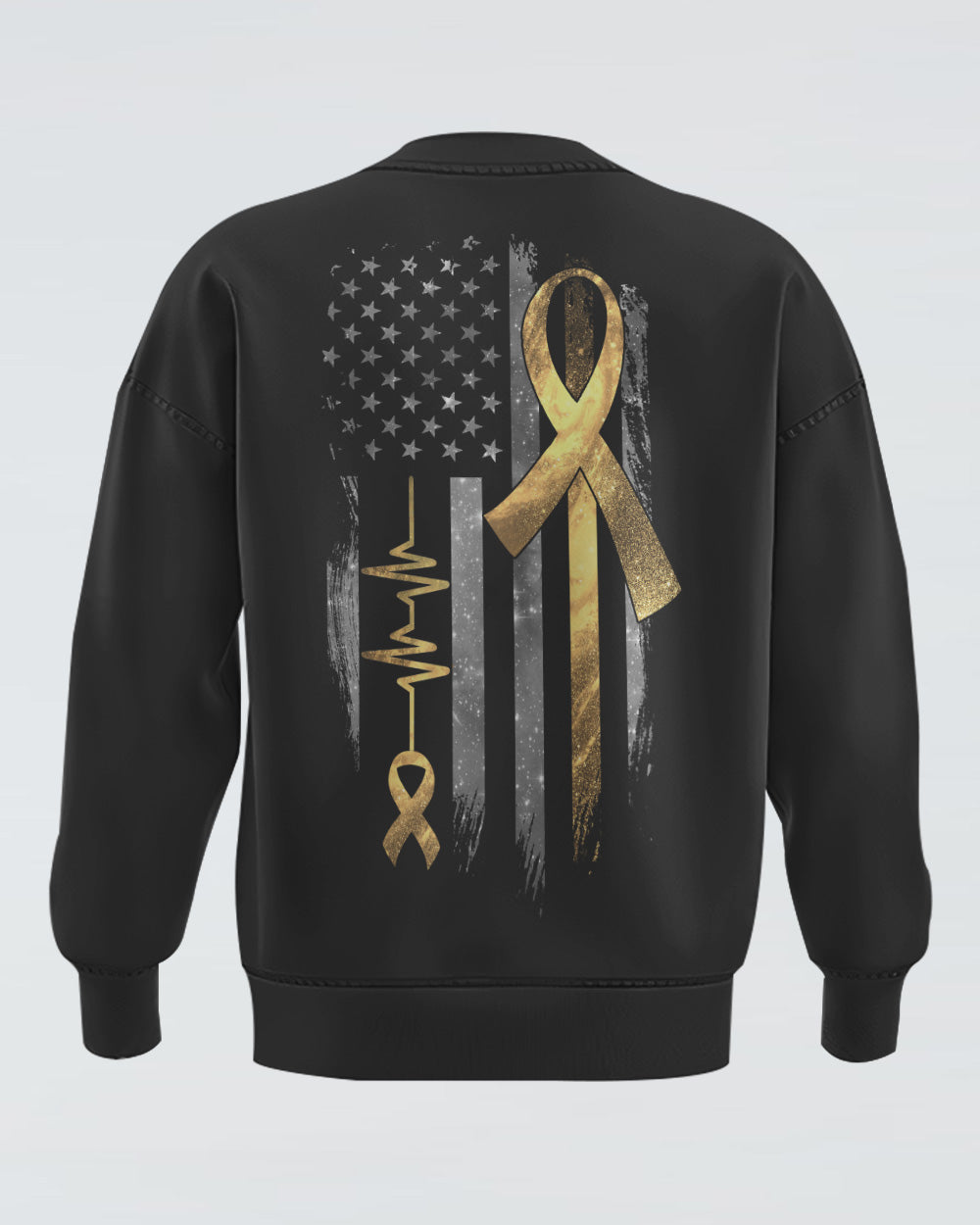 Galaxy Ribbon Heartbeat Flag Women's Childhood Cancer Awareness Sweatshirt