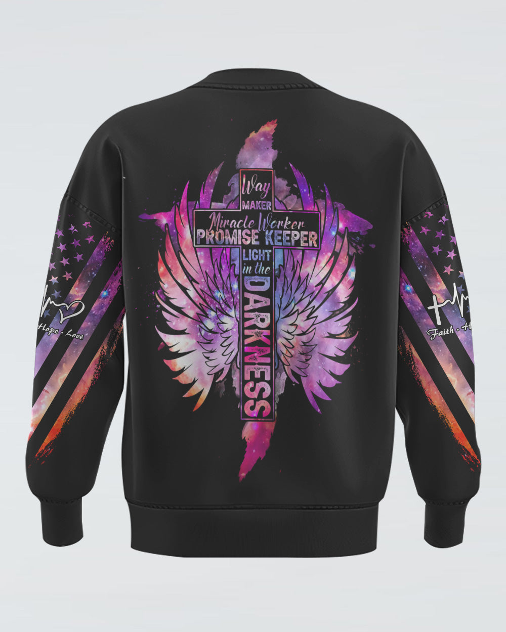 Way Maker Miracle Worker Galaxy Wings Cross Women's Christian Sweatshirt