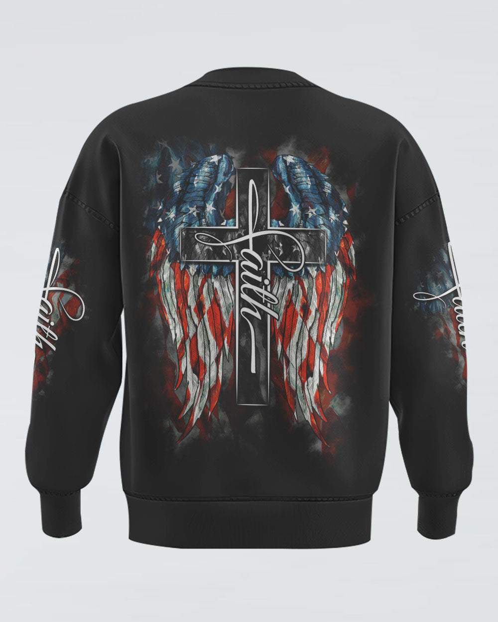 Flag Faith Wings Cross Women's Christian Sweatshirt