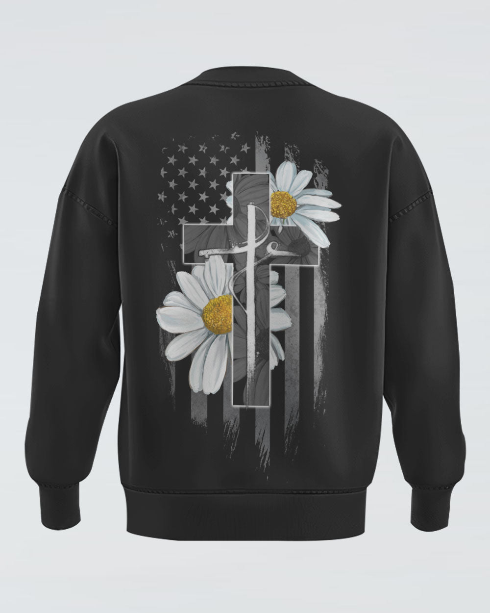 Fé Daisy Cross Flag Women's Christian Sweatshirt