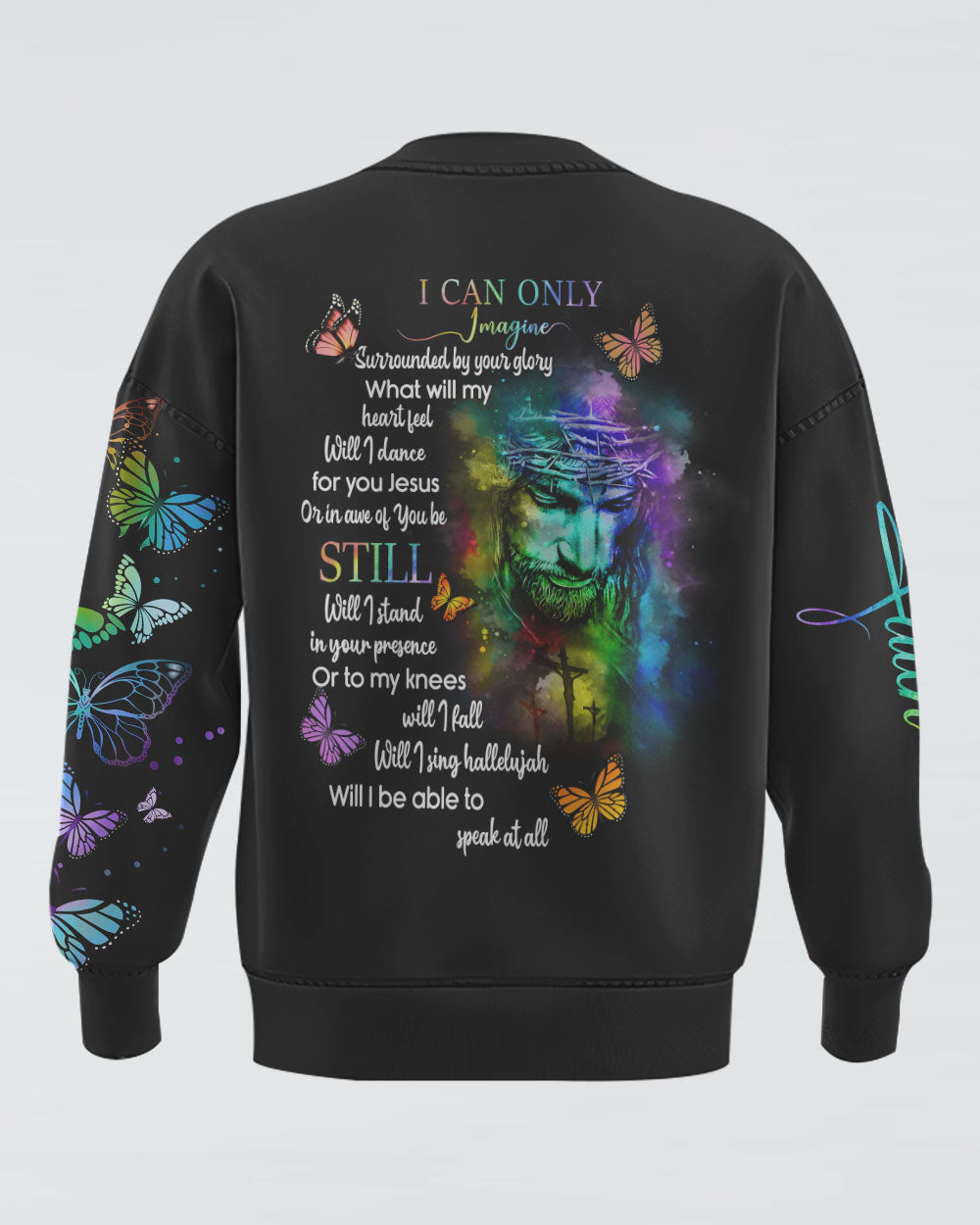 I Can Only Imagine Colorful Jesus Painting Women's Christian Sweatshirt