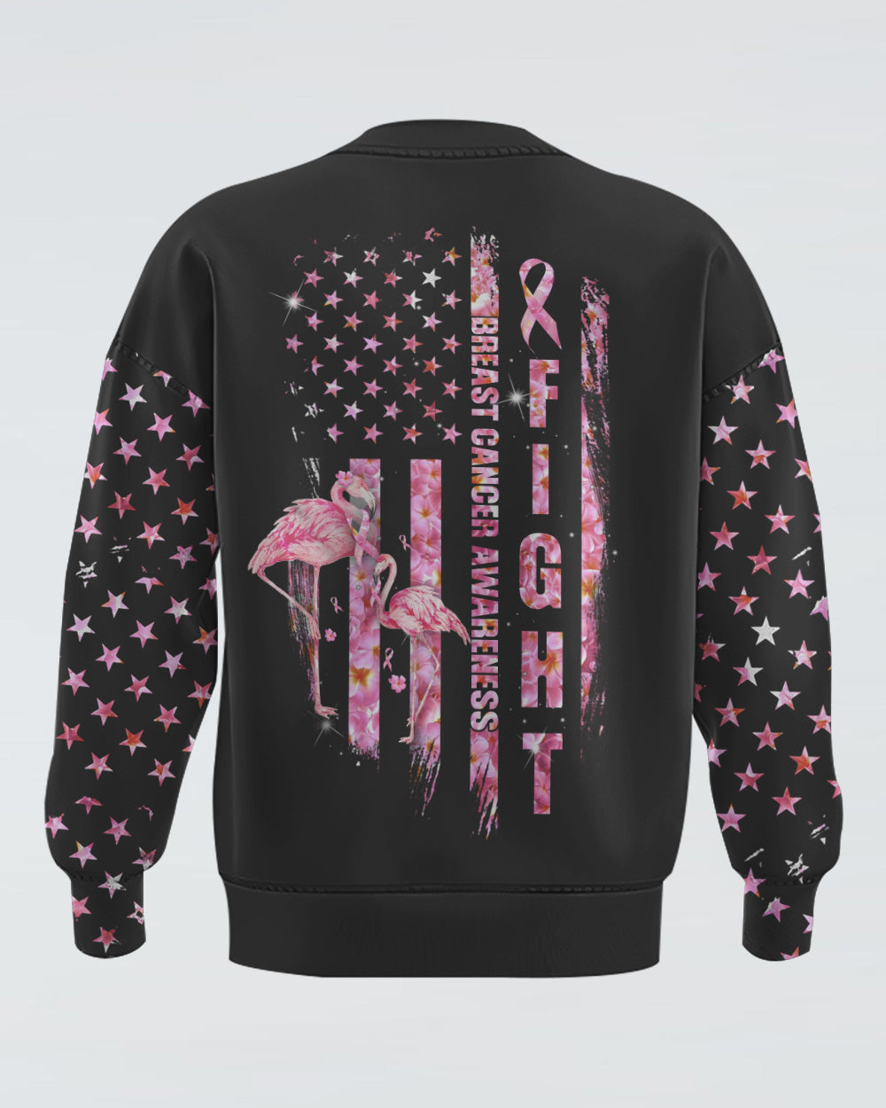 Fight Flag Flamingo Women's Breast Cancer Awareness Sweatshirt