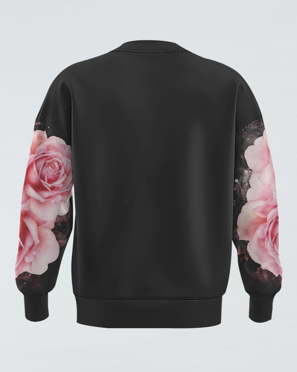 Light Pink Cross Roses Smoke Women's Christian Sweatshirt