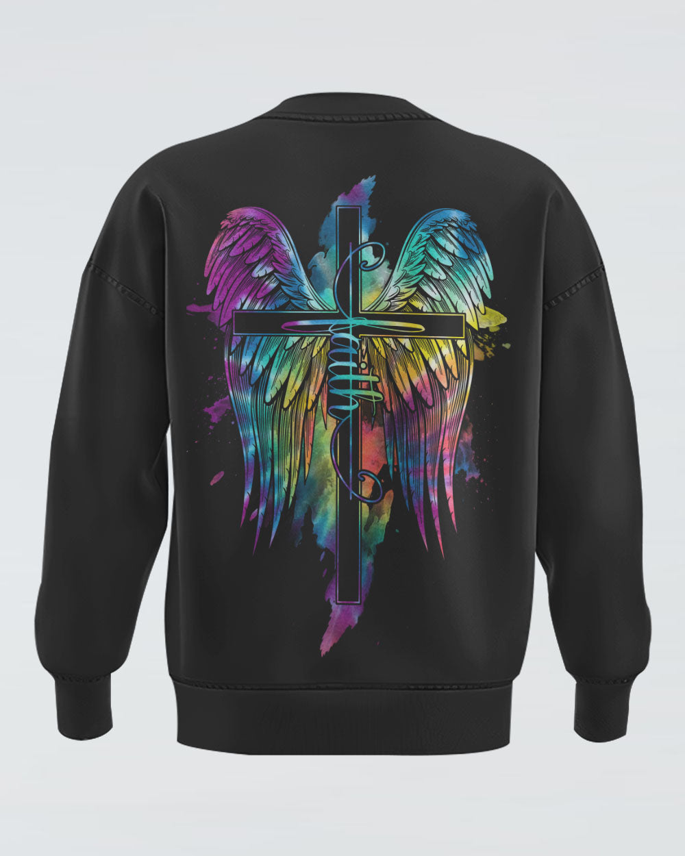 Faith Watercolor Wings Tiedye Women's Christian Sweatshirt