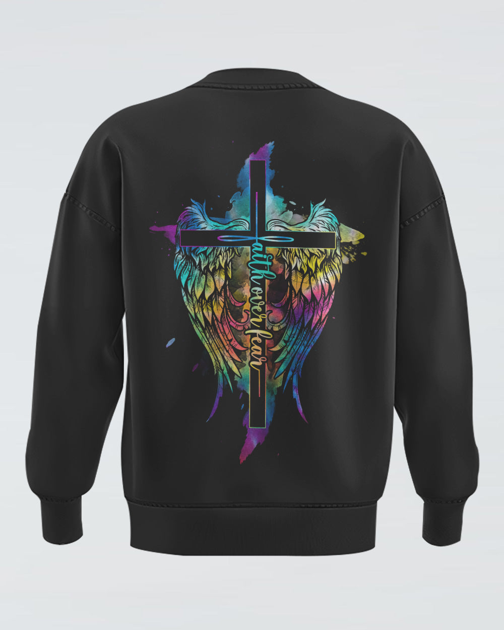 Faith Over Fear Wings Colorful Women's Christian Sweatshirt